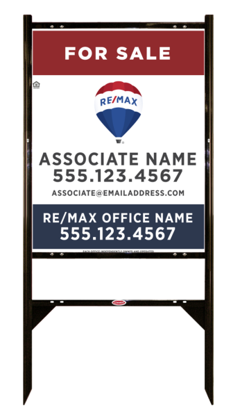 Angle Iron Frame and Agent Name w Disclaimer & Realtor Bug Sign Panel Unit, 30h x 24w, Steel