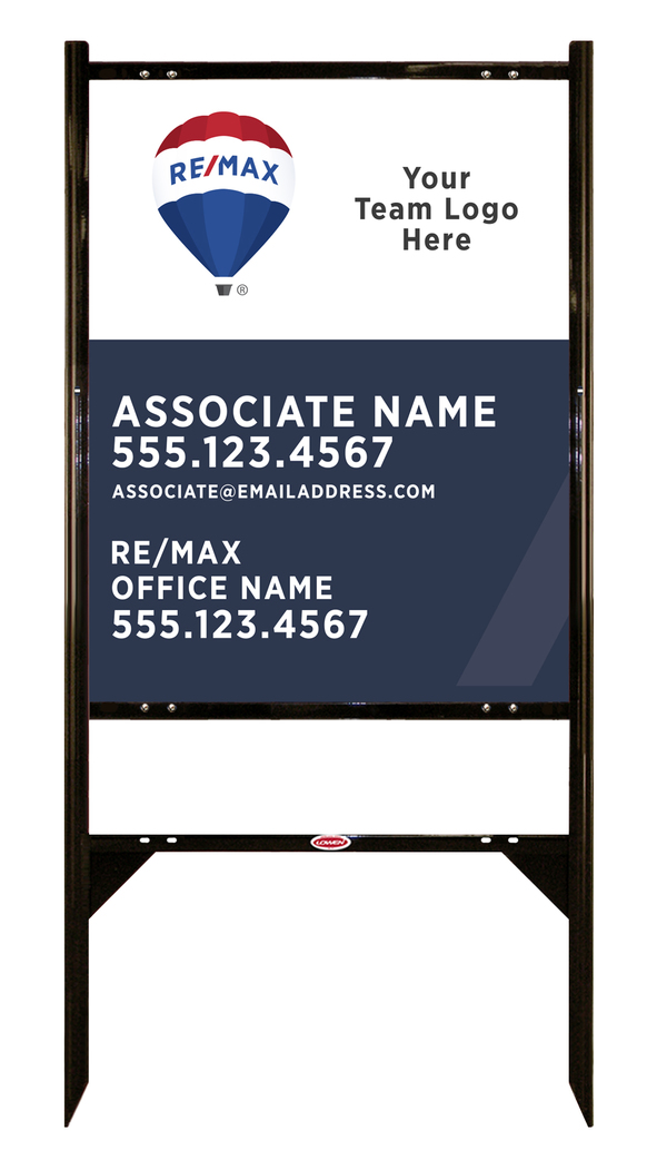Angle Iron Frame and Agent Name & Team Logo Sign Panel unit, 30h x 24w, Steel