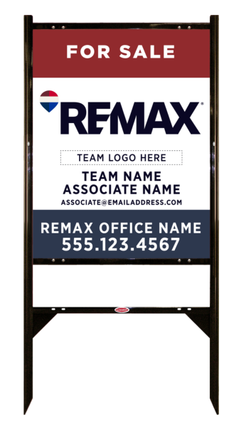 Reflective Angle Iron Frame and Associate Name, Team Name w Team Logo Sign Unit, 30h x 24w, Steel