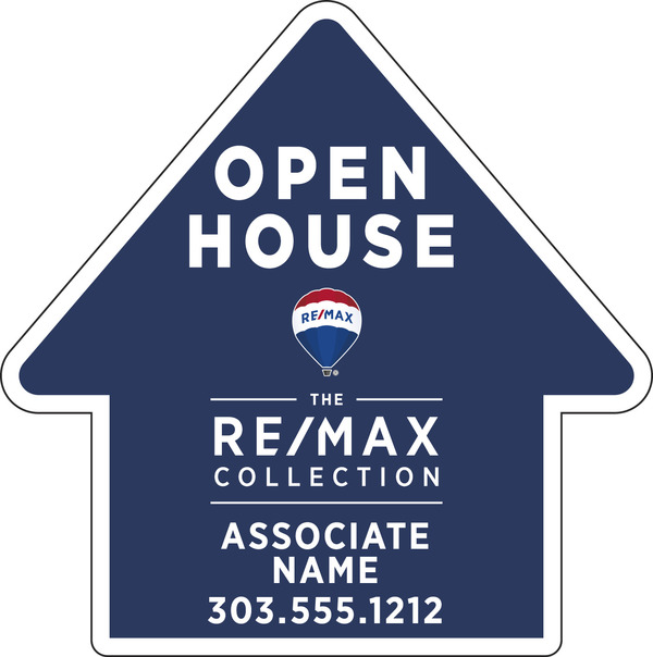 Directional OPEN HOUSE SF Arrow Shape Sign Panel, Corrugated 4mm, 19.5h x 19.375w