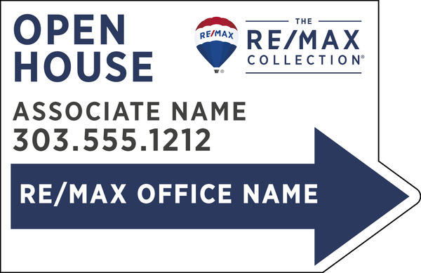 Directional OPEN HOUSE Cut to Shape Sign Panel, Corrugated 4mm, 14.25h x 22w