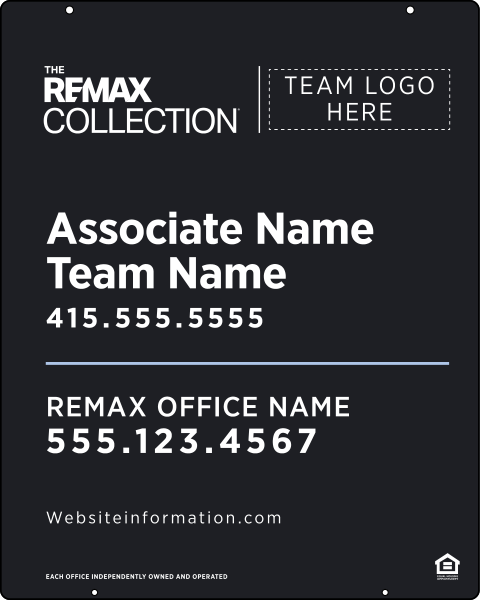 Collection Associate Name w Team Name & Logo Hanging Sign Panel,  30h x 24w, Steel
