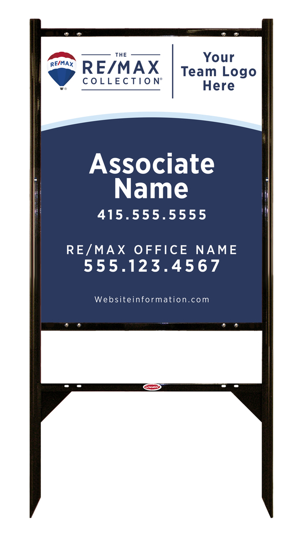 Angle Iron Frame and Collection Agent Name & Team Logo Sign Panel unit, 30h x 24w, Steel