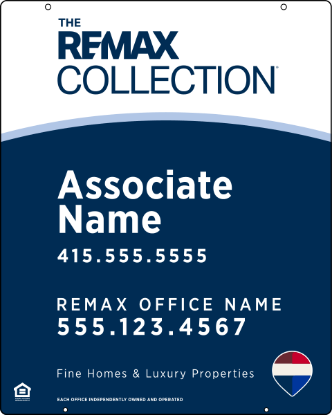 Hanging Associate Name Fine Homes & Luxury Properties Sign Panel, 30h x 24w, .063 Aluminum