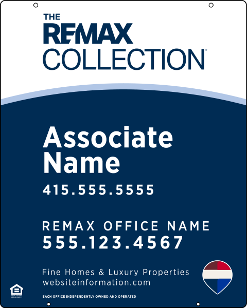 Hanging Associate Name Fine Homes & Luxury Properties Sign Panel, 30h x 24w, .063 Aluminum