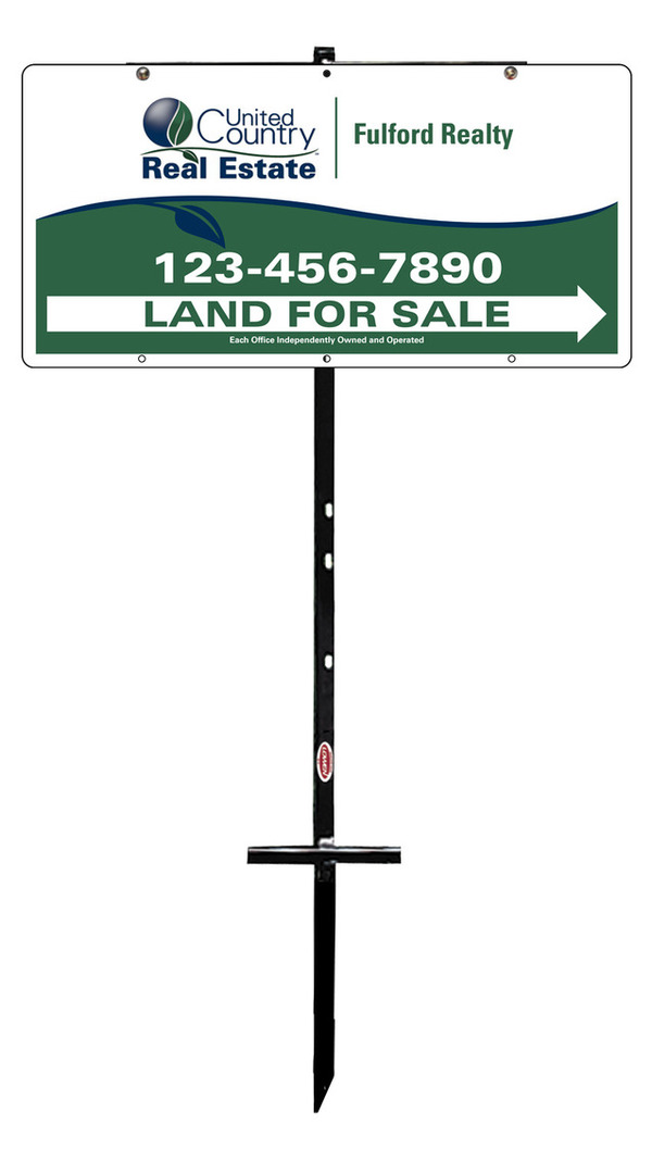 real estate land for sale sign panel and t-stake unit, 24 GA steel 12h x 24w