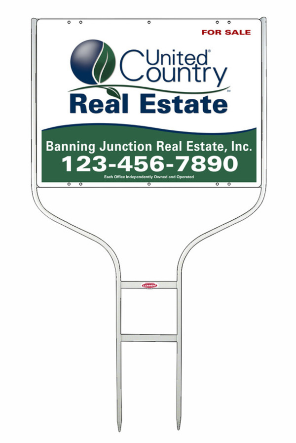 White Round Rod Frame and Sign Panel Unit, 24 GA steel 18h x 24w