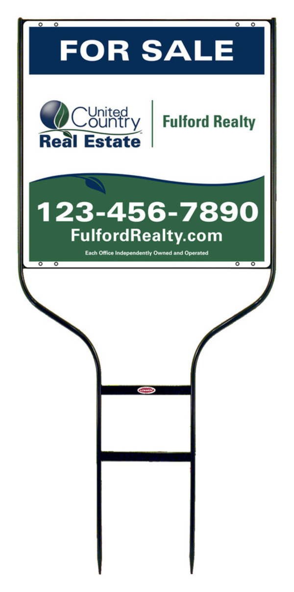 real estate black round rod sign frame and panel unit, 24 GA steel 20h x 20w