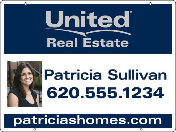 real estate hanging sign panel with grommets, 24ga steel 18h x 24w