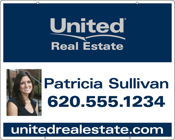 real estate hanging sign panel with grommets, 24ga steel 24h x 30w