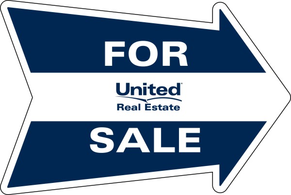 real estate for sale arrow sign panel, 4mm corrugated plastic 18h x 24w