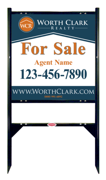 Angle Iron Frame w 1 Rider Inserts and Agent Sign Panel Unit, 24h x 24w, Steel