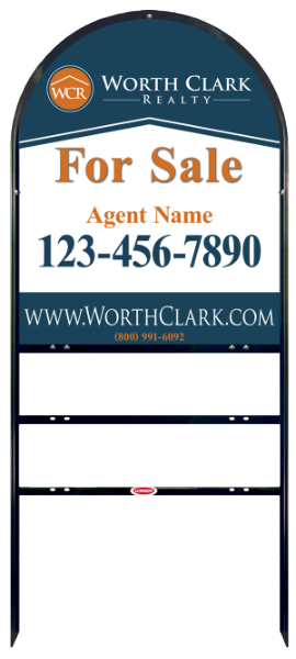 Arc Top Angle Iron Frame  W 2 Rider inserts and Agent Sign Panel Unit, 30h x 24w, Steel